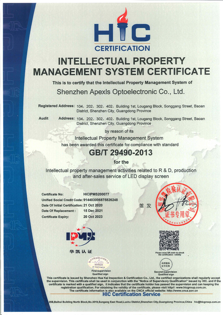 China Shenzhen Apexls Optoelectronic Co.,LTD certification