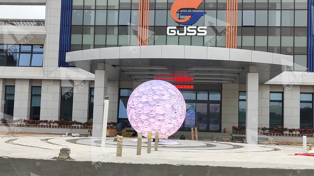 outdoor LED sphere display with a diameter of 2 meters