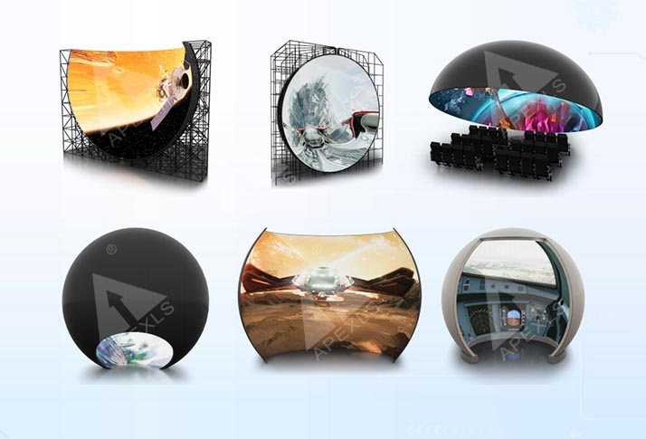 Various installation types for LED dome displays