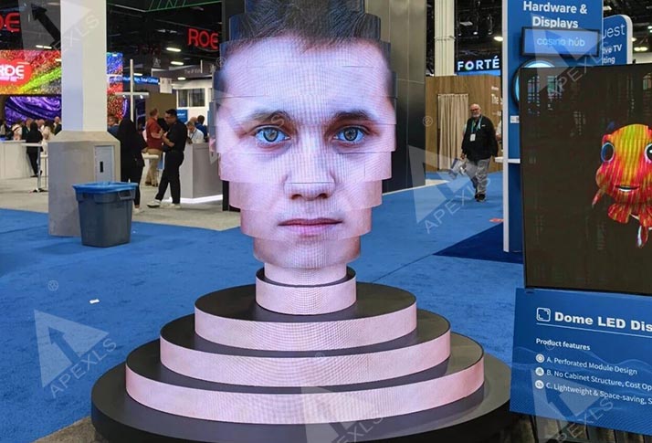 Apexls LED Head Sculpture at the InfoComm exhibition booth