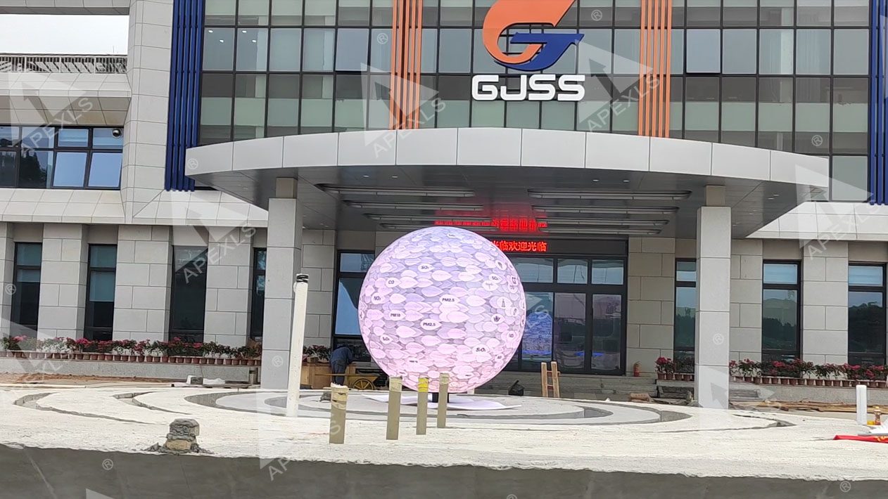 outdoor LED sphere display with a diameter of 2 meters